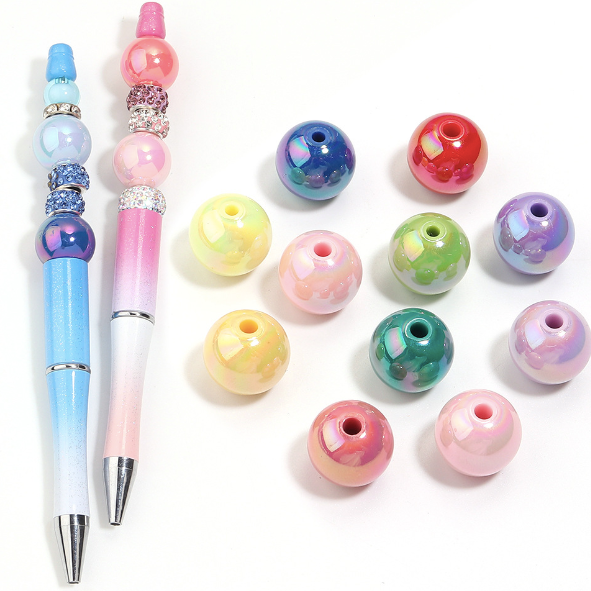 Vibrant AB Plated Round Acrylic Beads - Multiple Sizes (6-16mm)