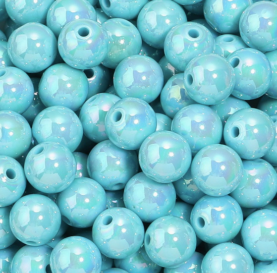 Vibrant AB Plated Round Acrylic Beads - Multiple Sizes (6-16mm)