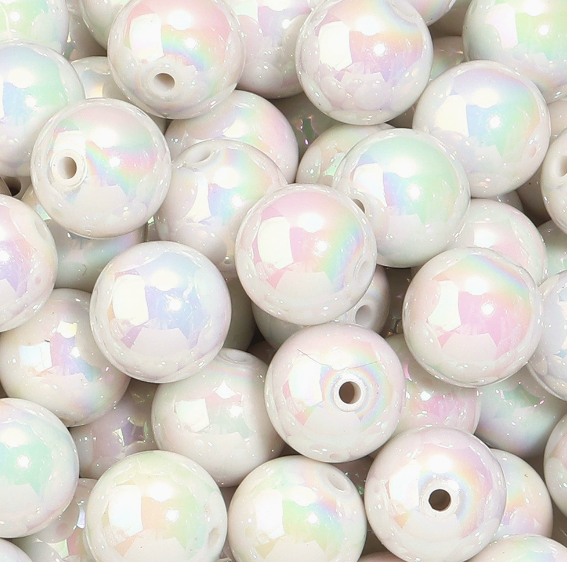Vibrant AB Plated Round Acrylic Beads - Multiple Sizes (6-16mm)