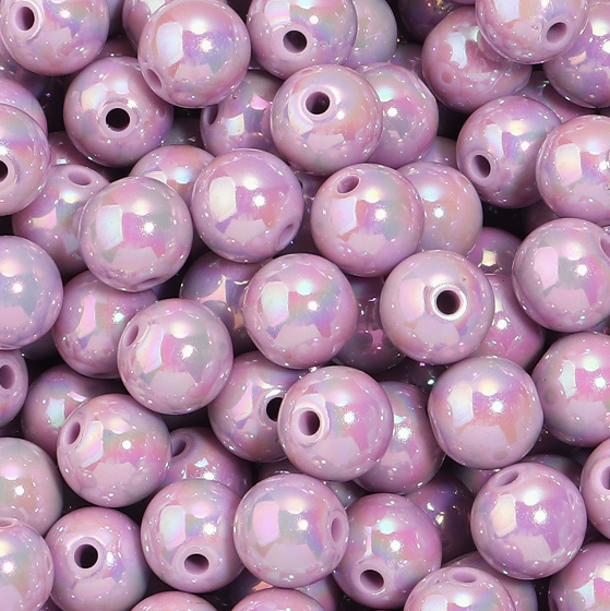 Vibrant AB Plated Round Acrylic Beads - Multiple Sizes (6-16mm)
